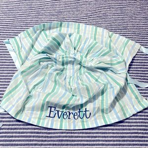 Large Easter basket liner blue stripe pottery barn Everett like new